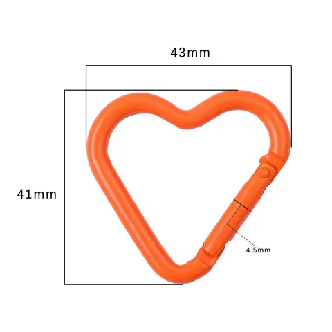 Heart Shape Aluminum Carabiner Clip Painted Colorful Safety Lock For DIY Keychain Accessories Backpack Hook Jewelry Gift