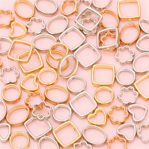 Hollow Geometric Plum Blossom Heart Square Oval Round Spacer Beads Electroplated Plastic CCB Beads For DIY Jewelry Making