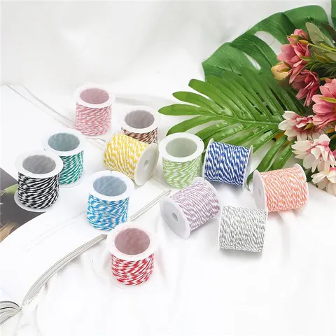 Cuerda de Algodón Bicolor Para Manualidades DIY Envoltura de Regalo Cordón Trenzado Para Decoración Hogar Accesorios Joyería