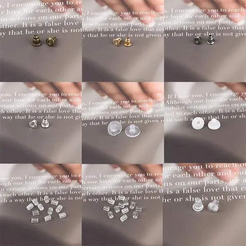 Silicone Rubber Plastic Alloy Earring Backs Stoppers DIY Jewelry Making Findings Accessories Bullet Shaped Clear White Earring Nuts For Handcrafted Earrings