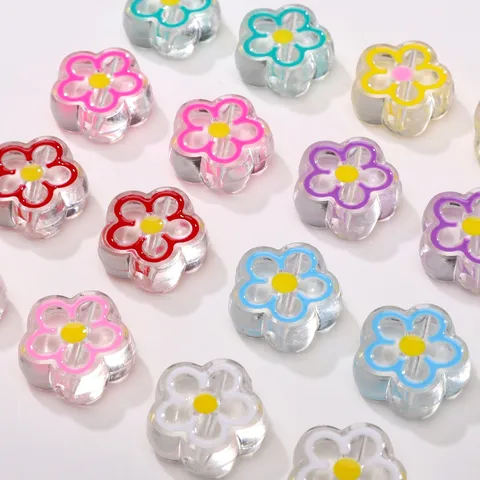 20mm Acrylic Flower Loose Beads Drip Oil Floral Spacer Beads For DIY Bracelet Necklace Phone Chain Keychain Jewelry Making Accessory