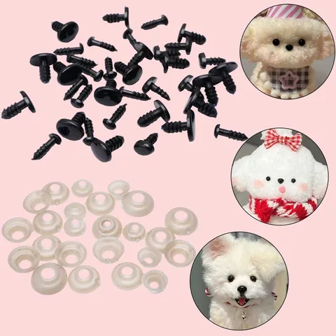 Yeux et Nez de Sécurité en Acrylique Noir Avec Rondelles pour Fabrication de Poupées Peluches DIY Accessoires de Loisirs Créatifs