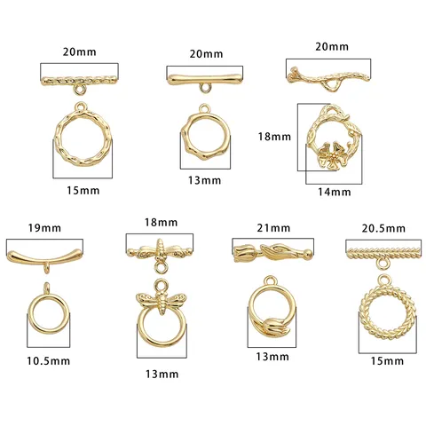 Fermoirs à Bascule OT Plaqués Or Fermeture en T Accents de Strass Connecteurs de Bracelet Collier Bricolage Composants de Fabrication de Bijoux