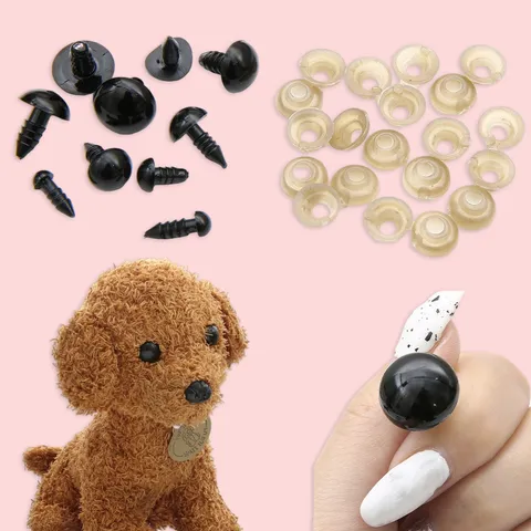 Yeux et Nez de Sécurité en Acrylique Noir Avec Rondelles pour Fabrication de Poupées Peluches DIY Accessoires de Loisirs Créatifs