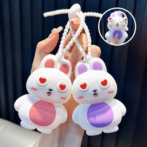 Κινουμένων Σχεδίων Κουνέλι Squishy Μπρελόκ Για Τσάντες Καρδιά Μάτι Σχέδιο PVC Παιχνίδι Ανακούφισης Από Το Στρες Μενταγιόν Διακόσμηση Γραφείου