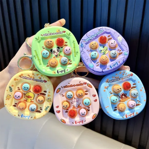 Mini Juego De Mano Whack-A-Mole Llavero Juguete Para Aliviar El Estrés Para Niños Adultos Fidget Toy Colgante De Bolsa Pequeño Regalo