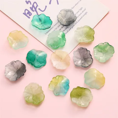 Cuentas de Vidrio de Hoja de Loto 3D Cuentas de Pétalos Lampwork para Hacer Joyas DIY Accesorios de Dijes para Teléfonos Hechos a Mano
