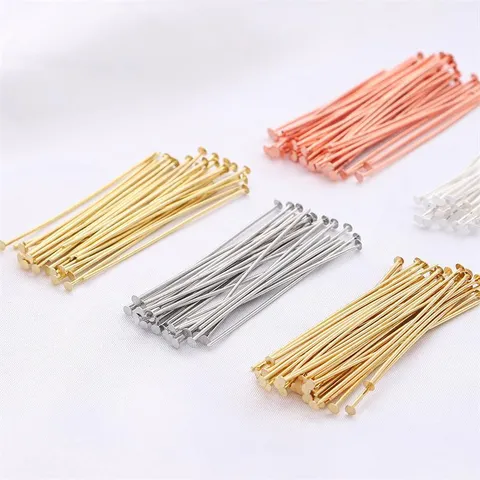 DIY Metal Flat Head Pins Long T-Pins Jewelry Making Material Handmade Craft Findings Accessories Gold Silver Plated Pins For Jewelry Crafting Projects