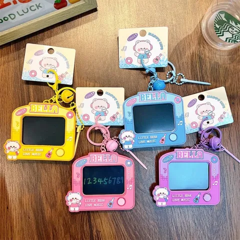 Cartoon Bär Hase Fuchs Mini LCD Elektronisches Schreibtablett Schlüsselanhänger Tragbares Handheld Doodle Board Tasche Anhänger Geschenk Für Kinder