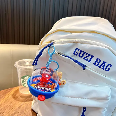 Mini Máquina de Juego de Baloncesto de Oso Llavero Con Sonido Lindo Oso de Dibujos Animados Colgante de Bolsa para Niños