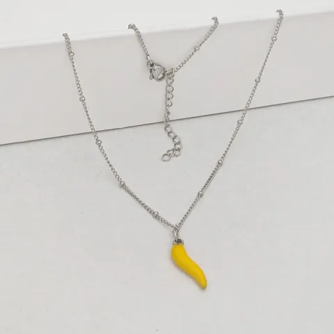 Stainless Steel Enamel Chili Pendant Necklace Italian Cornicello Horn Charm Beaded Chain Necklace For Women Personalized Fashion Jewelry Gift