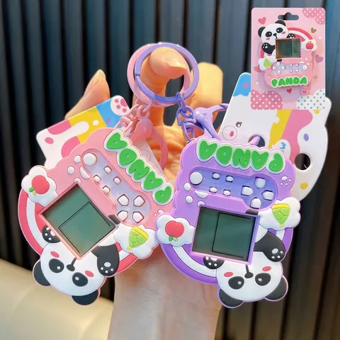 Mini Consola De Juegos Electrónica Panda Llavero Lindo Dibujos Animados Panda Colgante De Bolsa Para Llaves Regalos Mujeres Niños