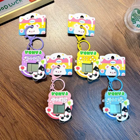 Mini Consola De Juegos Electrónica Panda Llavero Lindo Dibujos Animados Panda Colgante De Bolsa Para Llaves Regalos Mujeres Niños