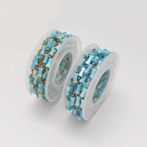 Stainless Steel Bamboo Link Chain With Colorful Acrylic Beads For DIY Jewelry Making Handmade Bracelet Necklace Findings Accessories