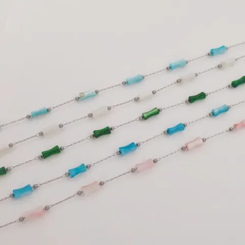 Stainless Steel Bamboo Link Chain With Colorful Acrylic Beads For DIY Jewelry Making Handmade Bracelet Necklace Findings Accessories