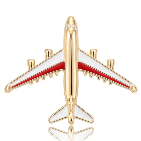 Fashion Alloy Enamel Airplane Brooch Pin Creative Gold Plated Aircraft Badge Personality Jewelry Accessory For Men Women