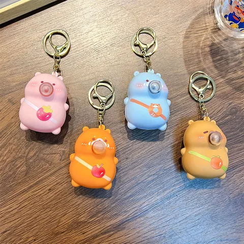 Portachiavi Squishy Capibara Soffio di Bolle Antistress in Morbido PVC Animale Cartone Animato Ciondolo per Borsa Auto Anello per Bambini Adulti Regalo
