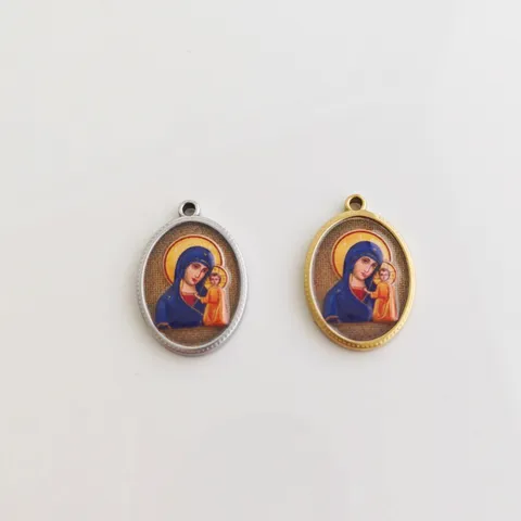 Religieuze Ovalen Madonna En Kind Portret Hanger Zonder Ketting Van Roestvrij Staal Voor DIY Sieraden Maken Accessoires