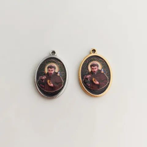 Vintage Roestvrij Staal Ovaal Religieus Sint Franciscus Portret Hanger Voor DIY Rozenkrans Ketting Armband Sieraden Maken