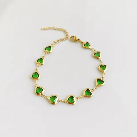 Bracciale a Cuore in Acciaio Inossidabile Colorato Dopamina per Donna Stile Ins Regolabile Bracciale a Catena con Cuore in Strass Gioielli