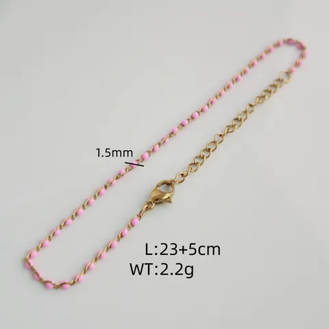 Bohemian Stainless Steel Dopamine Enamel Anklet For Women Gold Silver Plated Colorful Bead Ankle Bracelet Beach Vacation Jewelry