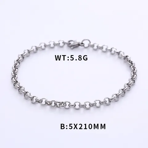 Collana Bracciale a Catena Rolo in Acciaio Inossidabile Minimalista Gioielli Unisex alla Moda per Uomo Donna