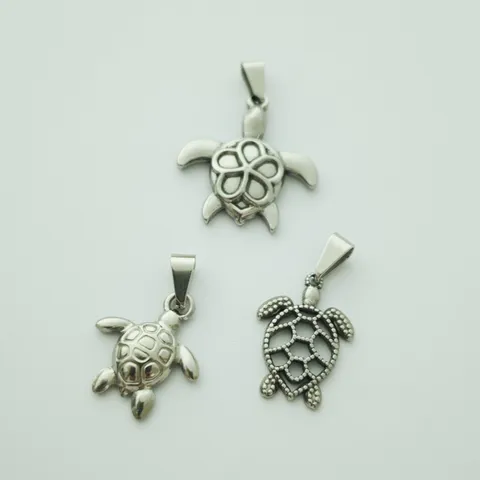 Stainless Steel Sea Turtle Pendant Ocean Theme Marine Life Charm Accessory For DIY Jewelry Making Necklace Bracelet Women Men Gift