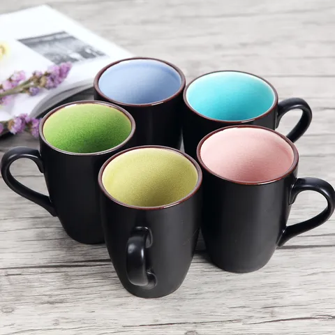 Japanese Matte Ceramic Mug Colorful Crackle Glaze Interior Coffee Cup Heat Resistant Office Drinking Water Cup Handle Gift