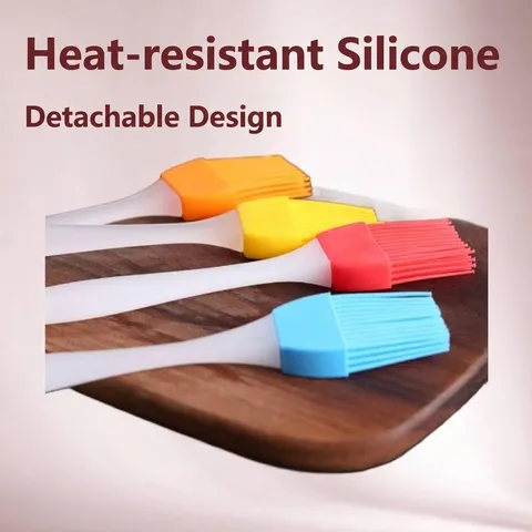 Heat Resistant Silicone Oil Brush For Kitchen Baking BBQ Air Fryer Detachable Cooking Basting Brushes With Plastic Handle
