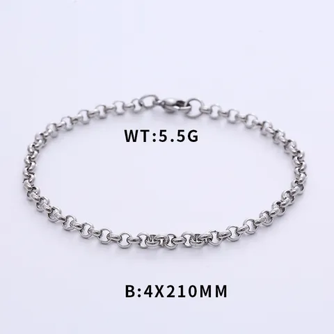 Collana Bracciale a Catena Rolo in Acciaio Inossidabile Minimalista Gioielli Unisex alla Moda per Uomo Donna