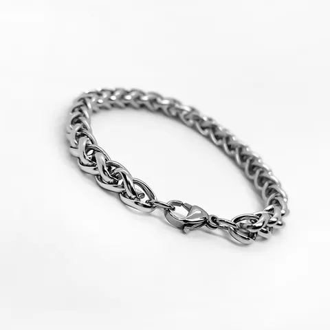 Bracciale Collana a Catena in Acciaio Inossidabile a Spiga Hip Hop Unisex Colore Acciaio Lucidato Gioielli Regalo