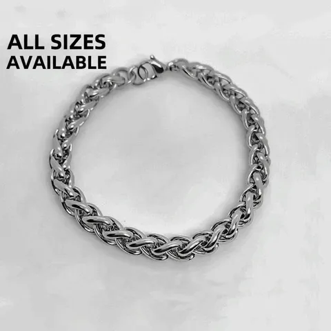 Bracciale Collana a Catena in Acciaio Inossidabile a Spiga Hip Hop Unisex Colore Acciaio Lucidato Gioielli Regalo