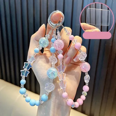 Acryl Ster Kralen Sleutelhanger Hanger Voor Vrouwen Meisjes Handgemaakte Bloem Kraal Tas Bedel Glitter Ster Sleutelring Cadeau Accessoires