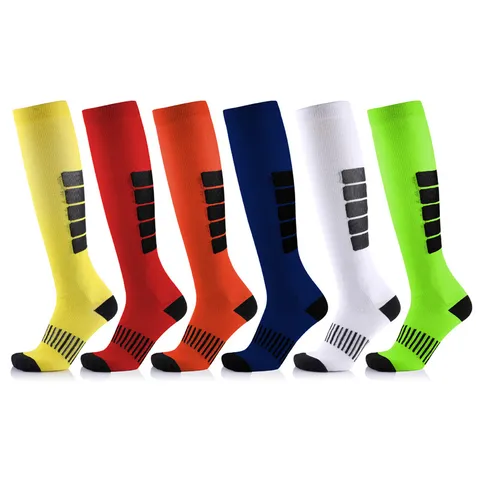 Unisex Graduated Compression Socks Knee High Striped Athletic Support For Running Outdoor Sports Cycling Fitness Workout Socks