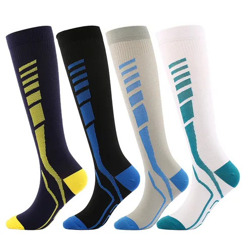 Chaussettes de Compression Sportives Dégradées Rayées Tube Haut pour Course Fitness Gym Chaussettes de Compression Professionnelles