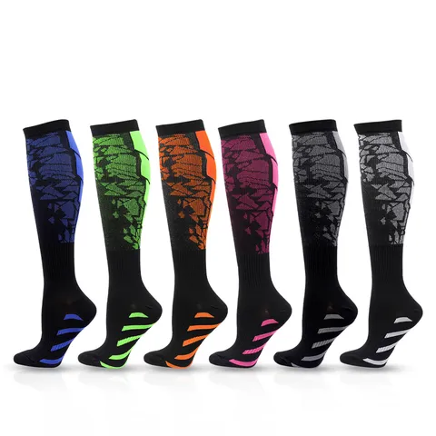 Hartpatroon Compressiekousen Voor Hardlopen Sport Ademend Polyamide Kuit Sokken Gegradueerde Druk Ondersteuning Voor Heren Vrouwen Lange Sokken