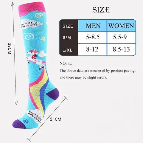 Nylon Karikatur Muster Über Dem Knie Kompressionssocken Für Herren Damen Regenbogen Einhorn Fuchs Tier Sport Lange Strümpfe