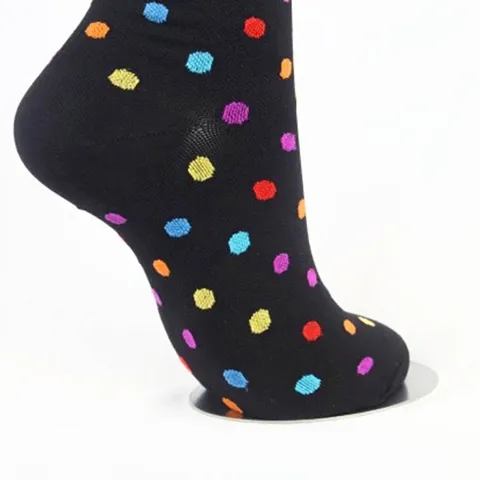 Chaussettes de Compression Sportives Professionnelles Pour Hommes Femmes Hautes Chaussettes Athlétiques de Soutien à Pois Rayures