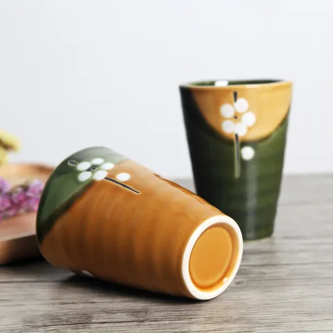 Japanese Creative Ceramic Mug Hand Painted Cherry Blossom Tea Cup Gift Porcelain Water Mug Home Restaurant Drinkware