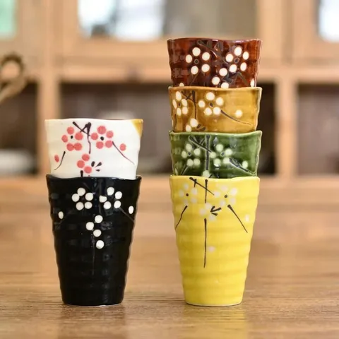 Japanese Creative Ceramic Mug Hand Painted Cherry Blossom Tea Cup Gift Porcelain Water Mug Home Restaurant Drinkware