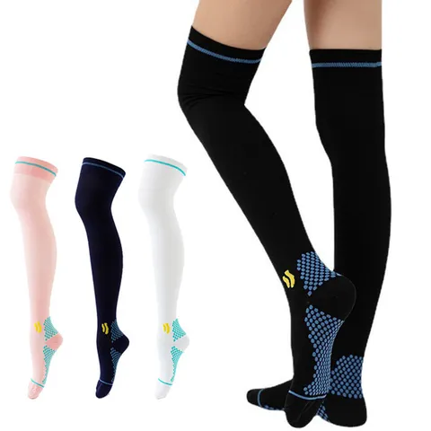 Calcetines de Compresión por Encima de la Rodilla Unisex Medias de Presión Deportivas Largas Con Agarres Antideslizantes para Correr Ciclismo Protección Deportiva Talla Única