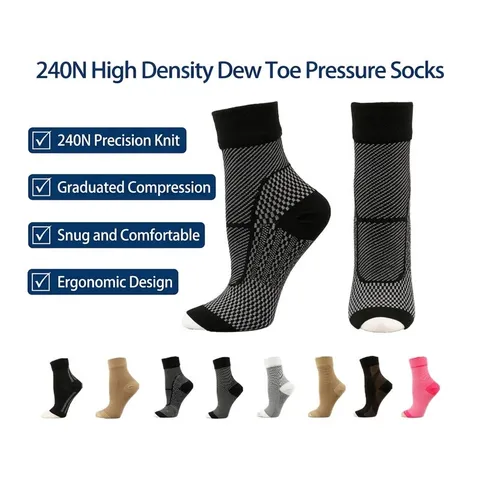 Chevillère de Compression Sportive 240N Chaussettes de Soutien du Pied pour Hommes Femmes Respirant Nylon Jacquard Protection