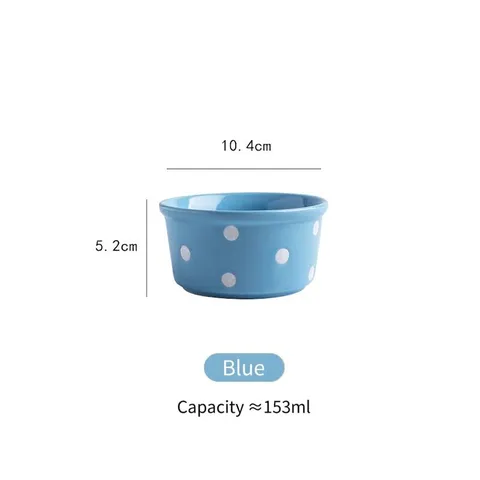 Bol de Cerámica para Soufflé Cuencos para Pudín Aptos para Microondas Ramequines de Porcelana con Rayas y Lunares