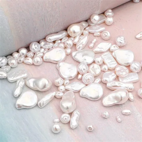 ABS Irregular Artificial Pearl Loose Beads For DIY Jewelry Making Material Baroque Style White Resin Beads Accessory