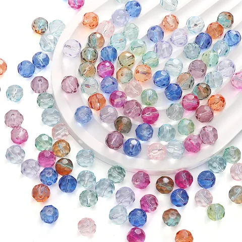 Cuentas Sueltas Redondas Facetadas de Cristal Sintético Color Degradado Fabricación de Joyas DIY Componentes Sueltos