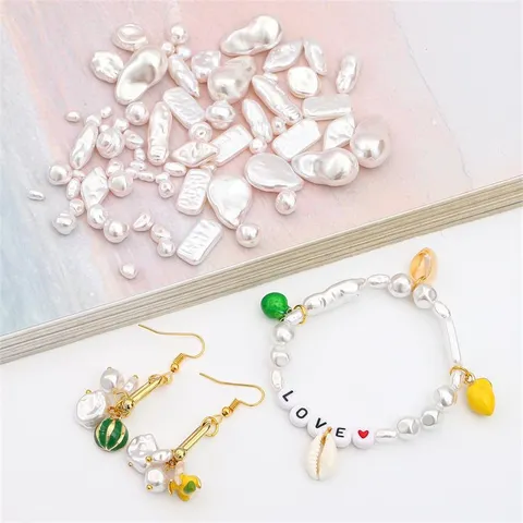 ABS Irregular Artificial Pearl Loose Beads For DIY Jewelry Making Material Baroque Style White Resin Beads Accessory