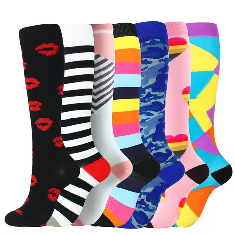 Damen Professionelle Kompression Sportsocken Kniestrümpfe Outdoor Socken Zum Laufen Radfahren Skifahren Atmungsaktiv Lange Socken