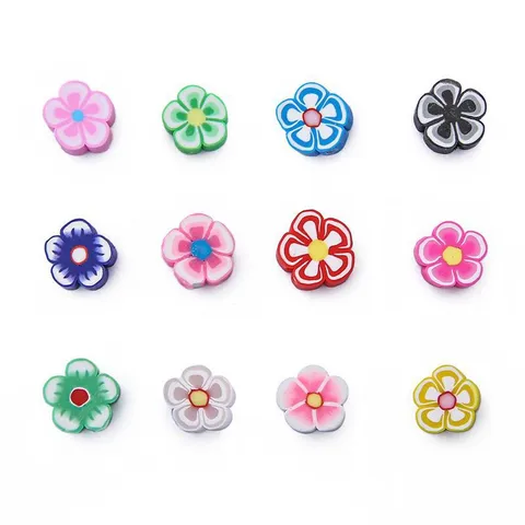 Cuentas de Arcilla Polimérica de Flores de Colores en Contraste para Hacer Joyas DIY Pendientes Pulseras Collares Accesorios de Cuentas