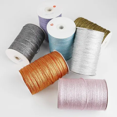 Metallic Glitter Ribbon Spools Sparkling Decorative Cord For DIY Jewelry Making Hair Accessories Gift Wrapping Wedding Decorations
