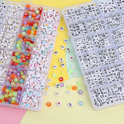Acryl Alfabet Kralen Kit DIY Handgemaakte Sieraden Accessoires Letter Hart Nummer Kralen Met Vakjes Opbergdoos Voor Armband Ketting Knutselen